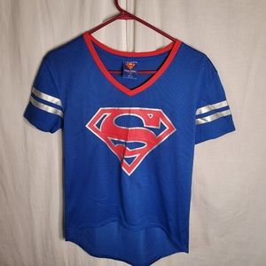 Superman womens tee shirt DC comics v neck mesh shirt medium (7/9)